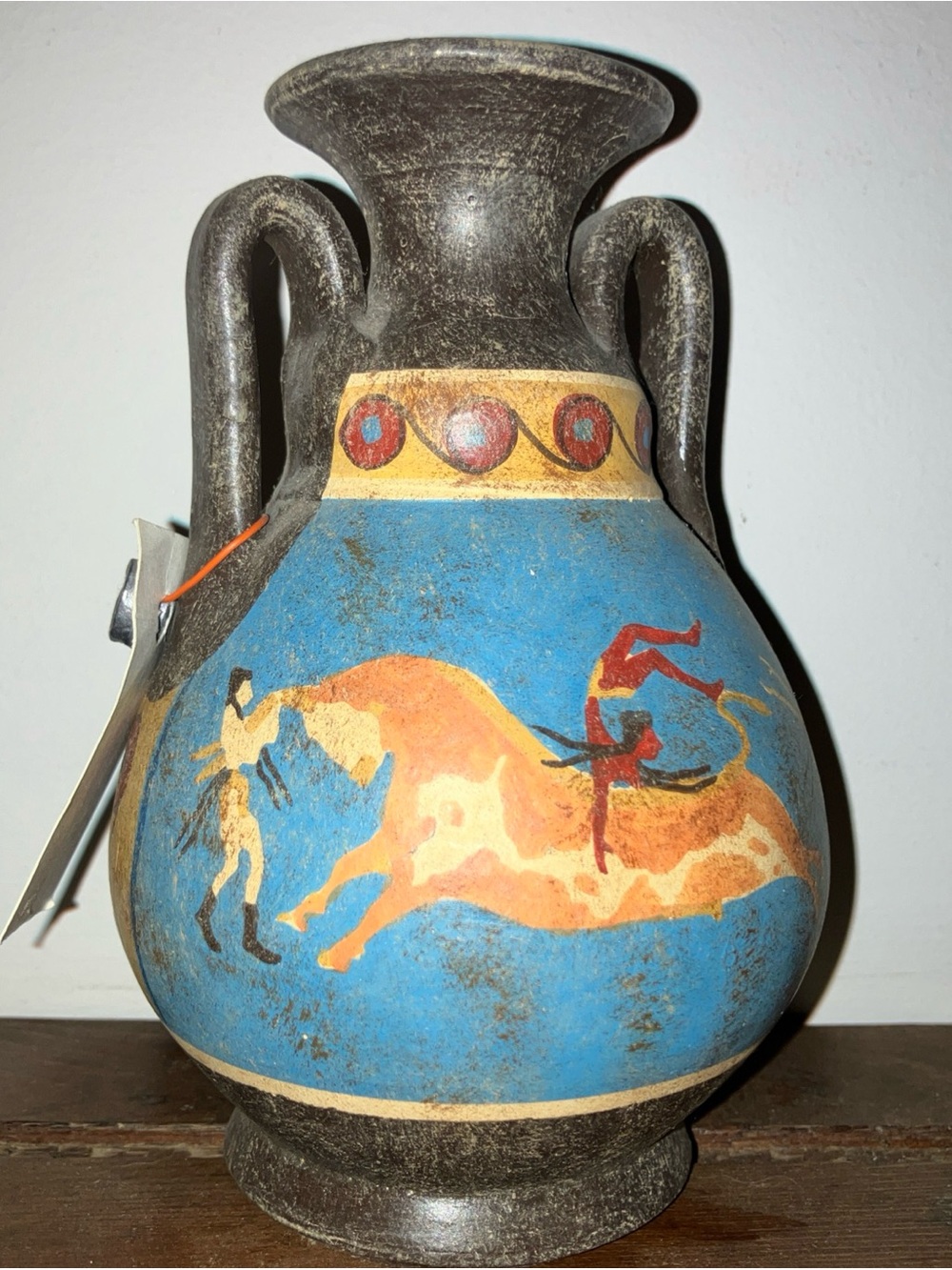 Hand-Painted Museum Quality Greek Minoan Amphora Vase with Mythic Scene